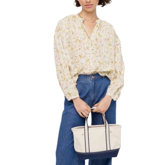 J. CREW Cotton-Voile Button-Front Top Women XL Soft Posies Cottage Fairy Preppy - Picture 1 of 14